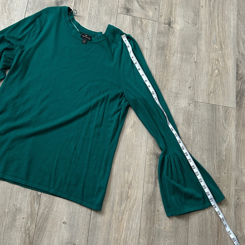 Worthington Emerald Green Long Sleeve Top with Bell Sleeves - Picture 6 of 9